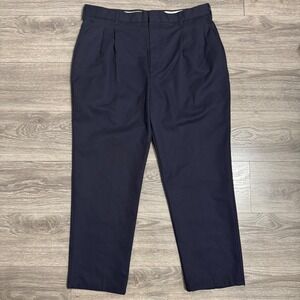 Aramark Mens Navy Blue Pleated Workwear Trousers Pants 40x30 GPN151 Straight Leg